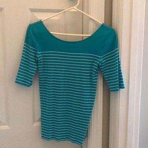 Turquoise scoop 3/4 short sleeve top